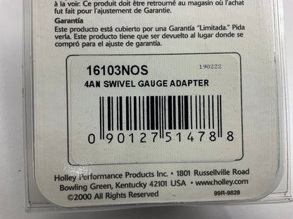 16103NOS Nitrous Bottle Gauge/Purge Kit Adapter, -4AN
