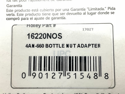Holley 16220NOS -4AN Nitrous Bottle Nut Adapter & Washer