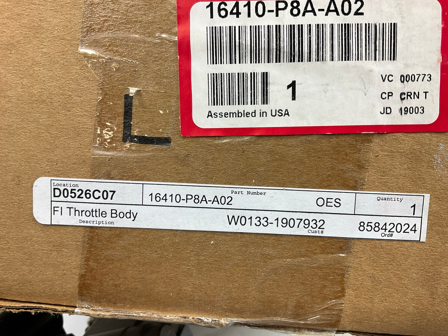 NEW OEM Honda 16410-P8A-A02 Throttle Body - 1997-1999 Acura CL, 98-99 Accord V6