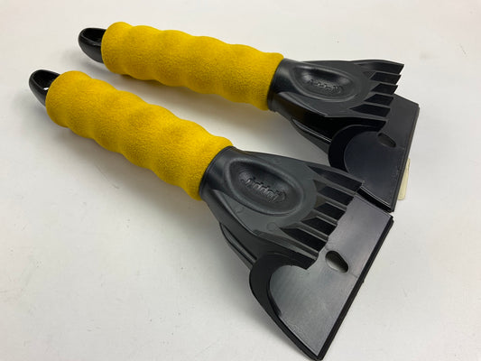 (2) Hopkins 13014 Hoppy Yellow SubZero 10'' Ice Chisel Scrapers W/ Foam Grip