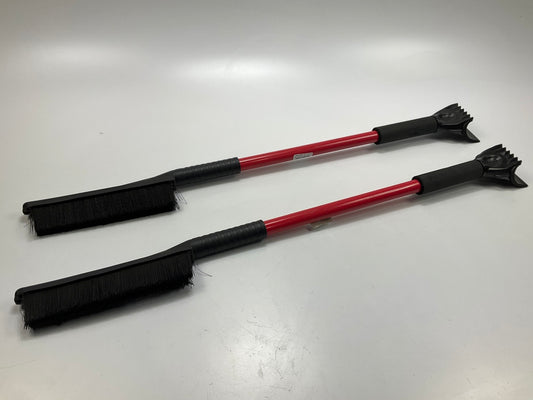 Hopkins 13024 32'' Snow Brush With Ice Chisel, Red Color, PAIR
