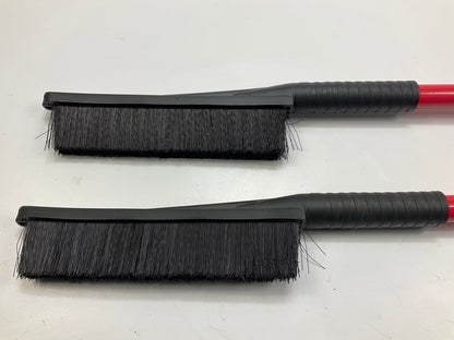 Hopkins 13024 32'' Snow Brush With Ice Chisel, Red Color, PAIR