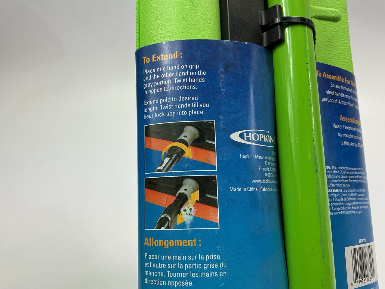 Hopkins SubZero 18849 35'' Mini Arctic Plow Telescoping Snow Broom GREEN
