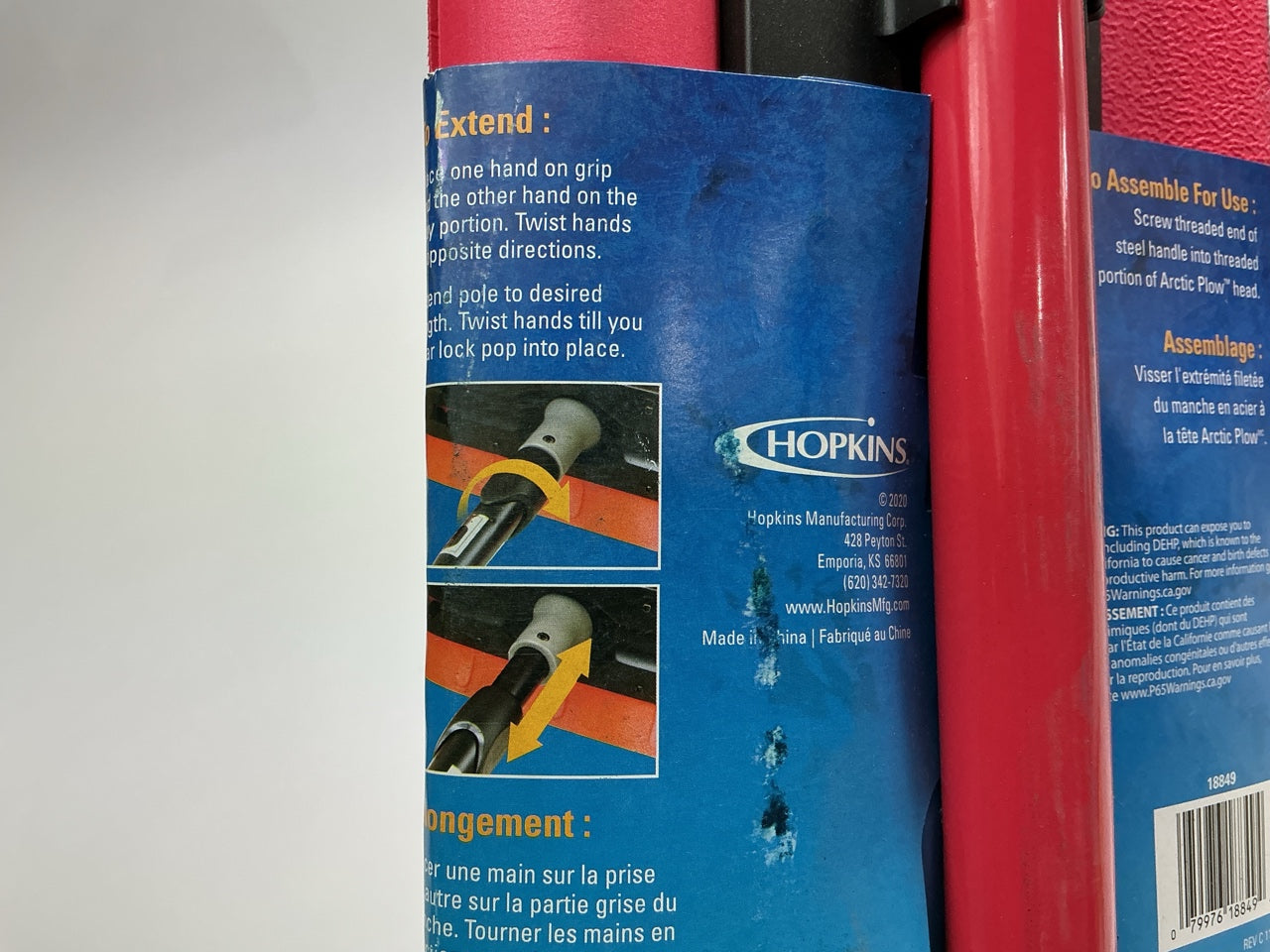 Hopkins SubZero 18849 35'' Mini Arctic Plow Telescoping Snow Broom RED
