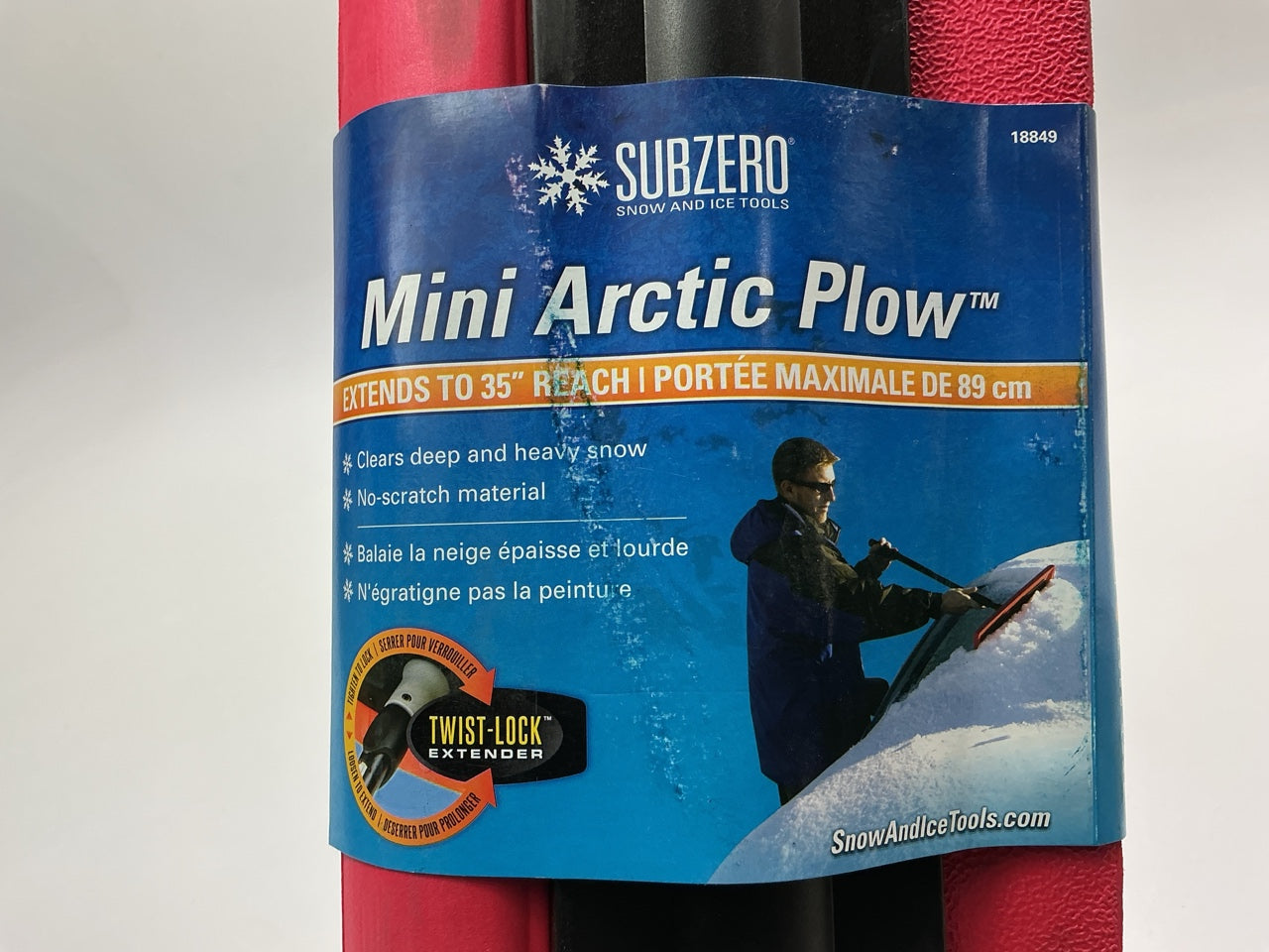 Hopkins SubZero 18849 35'' Mini Arctic Plow Telescoping Snow Broom RED
