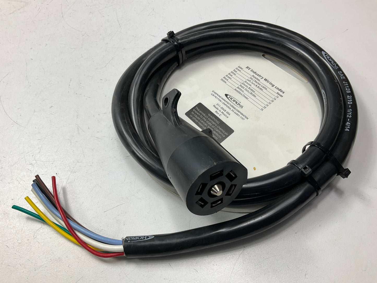 Hopkins 20244 Heavy Duty 7 Blade RV Standard 6' Jacketed Cable Connector