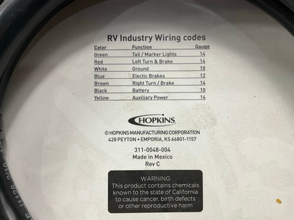 Hopkins 20244 Heavy Duty 7 Blade RV Standard 6' Jacketed Cable Connector