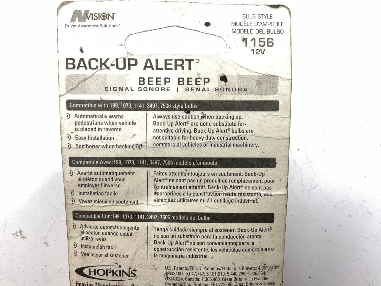 Hopkins 28700VA Back-up Alert Warning Alarm & Light Bulb, 1156 Style