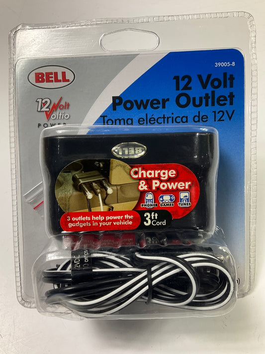 Bell 39005-8  12V Accessory Lighter Plug Direct Adapter Splitter 1 Into 3 Plugs