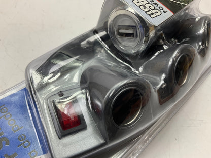 Hopkins 39256-8 12V Outlet 4-Way Power Port Splitter (3) 12V, (1) USB 5V Socket