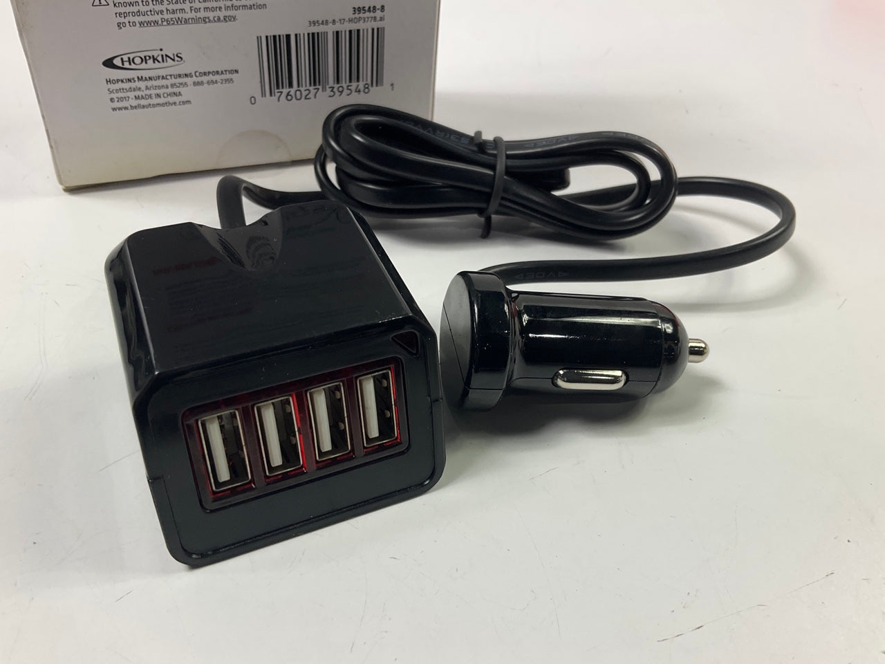 Bell 39548-8 12V 12 Volt Power Inverter W/ 4 USB Charging Charger Ports, 4 Feet