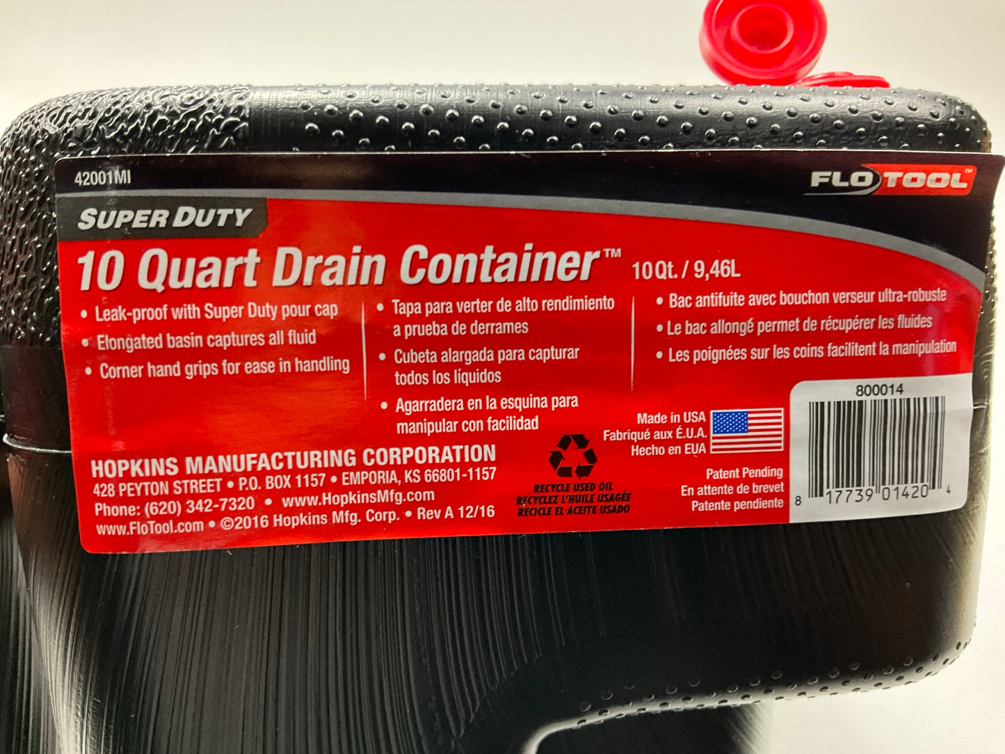 FloTool 42001MI Super Duty Oil Drain Container - 10 Quart