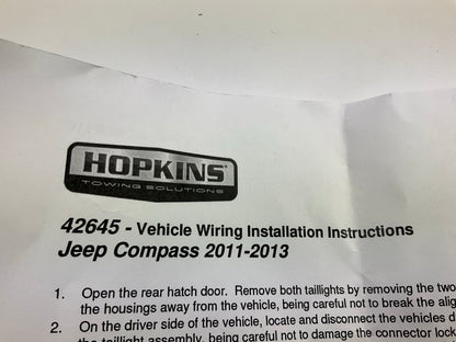 Hopkins 42645 Trailer Wiring Harness Connector Kit For 2011-2016 Jeep Compass