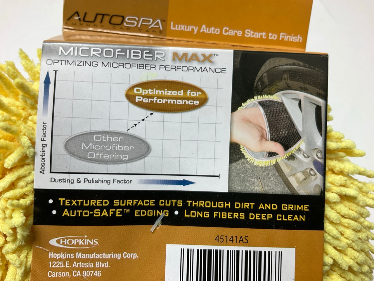 Hopkins 45141AS AUTOSPA Tight Spot Microfiber Cleaning Mitt - Yellow