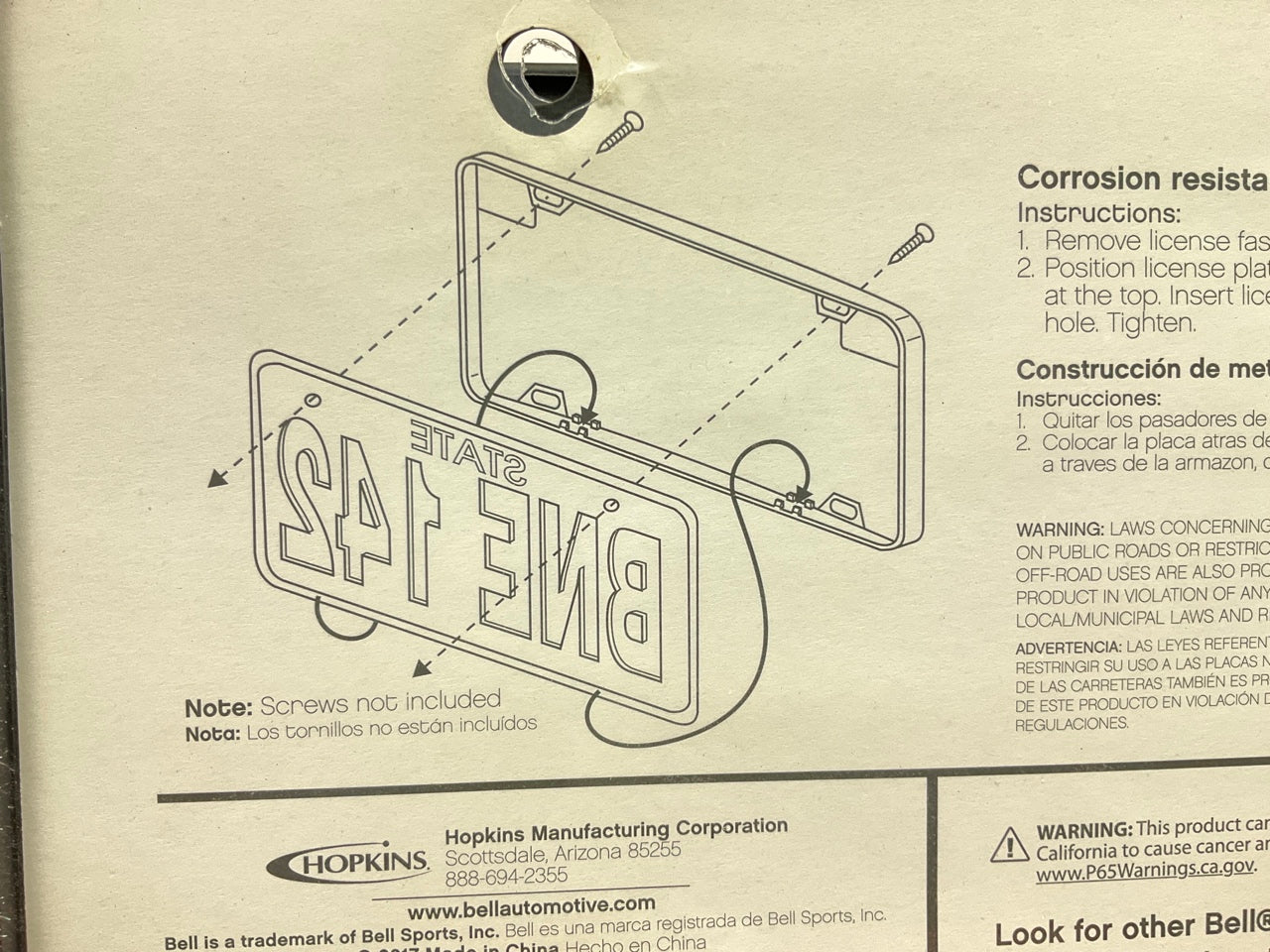 Hopkins 46716-8 Universal Black Tag Defense License Plate Frame