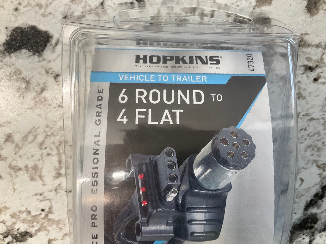 Hopkins 47320 Vehicle To Trailer Adapter Connector 6 Round To 4 Flat Smart Light