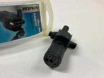 Hopkins 47325  6 Round To 4 Flat Black Trailer Connector Adapter W/ Led Lights