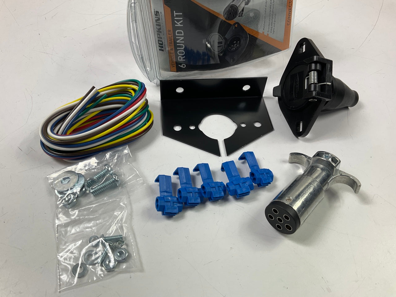 Hopkins 48405 6-Pole Round Trailer Connector Wiring Kit, Vehicle & Trailer Ends