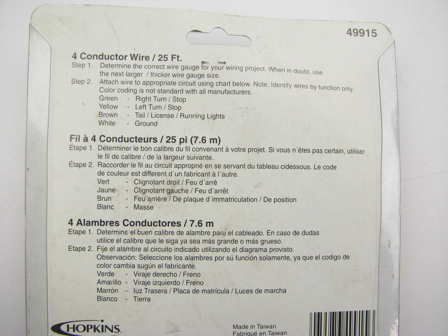 Hopkins 49915 16/18 Gauge 4 Wire Bonded - 25 Feet TRAILER WIRE 4-wires