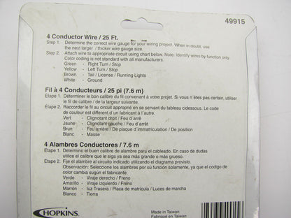 Hopkins 49915 16/18 Gauge 4 Wire Bonded - 25 Feet TRAILER WIRE 4-wires