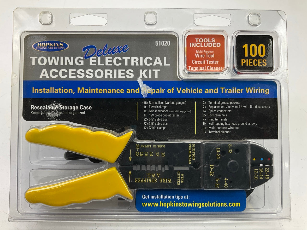 Hopkins 51020 Towing Deluxe Electrical Kit: Crimper Tool, Connectors & Clamps