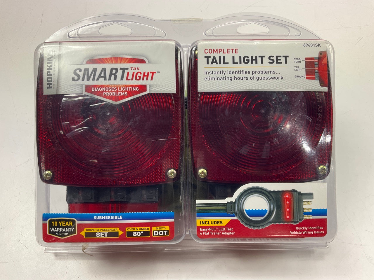 Hopkins 69601SK Smart Light Trailer Tail Light Set W/ 4-Wire Flat Adapter