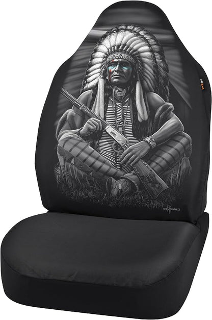 (2) Bell 70277-9 Universal Bucket Seat Covers David Gonzales Indian Chief Design