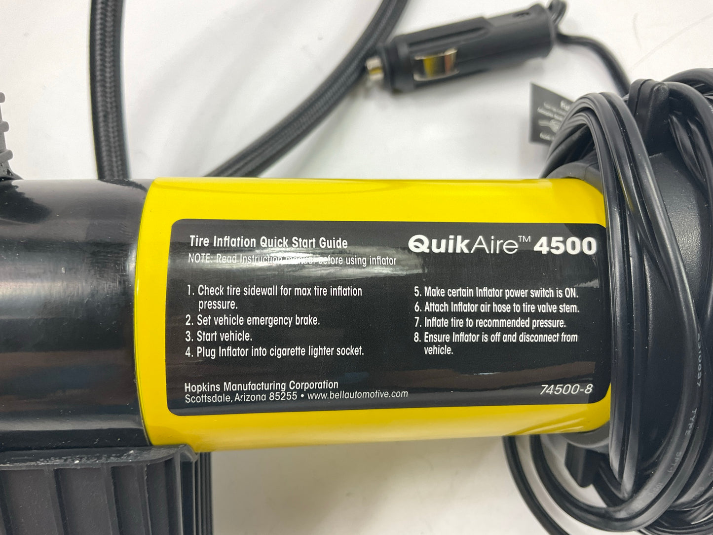 Hopkins 74500-8  QuikAire 4500 Rapid Pro Tire Inflator Air Compressor Pump 12V