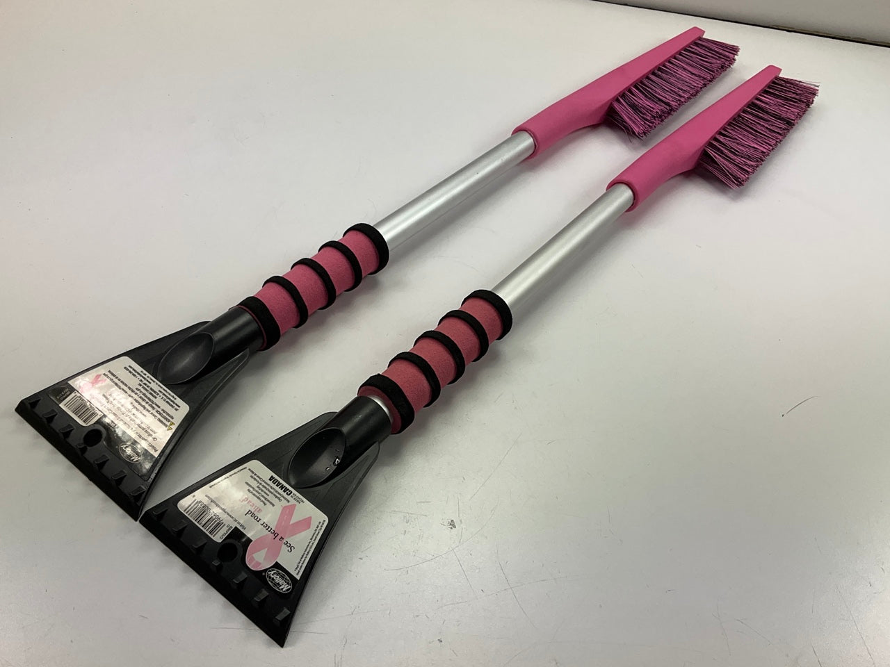 (2) Hopkins 886PKUS 31'' Mallory Pink Ice Scraper Snow Brush (PAIR)