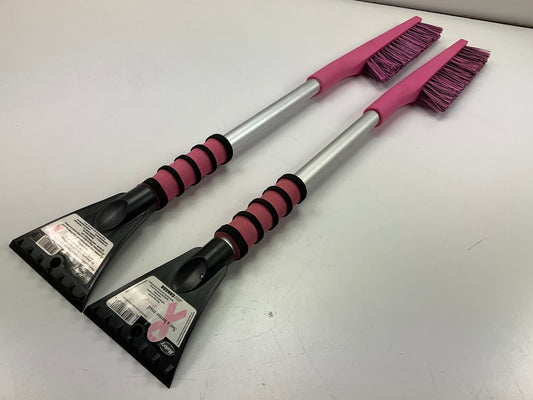 (2) Hopkins 886PKUS 31'' Mallory Pink Ice Scraper Snow Brush (PAIR)