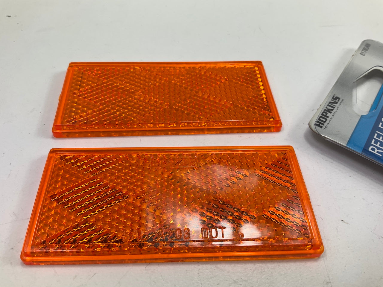 Hopkins B178SAW Rectangular Stick-On Reflector, Amber 3-1/8'' W X 1-3 (2 Pieces)