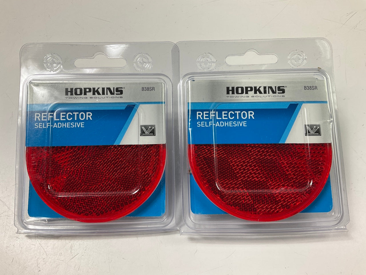 (2) Hopkins B38SR 3-13/16'' Round Stick-On Trailer Reflectors - RED