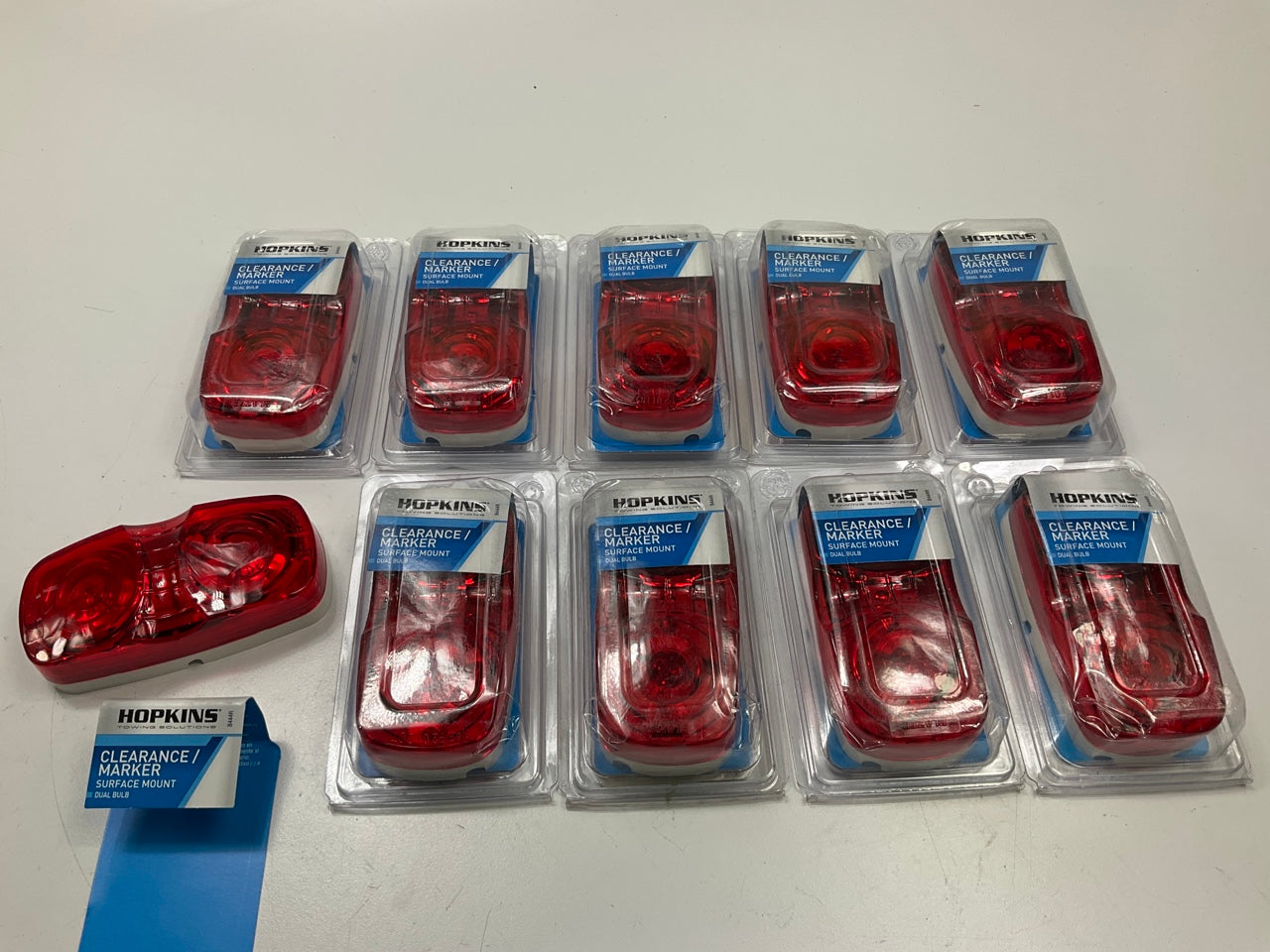(x10) Hopkins B444R 4'' Rectangular Dual-Bulb Clearance / Side Marker Light, Red