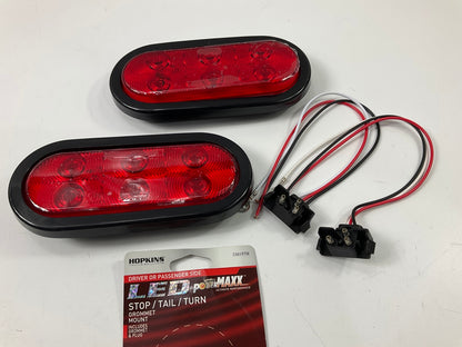 (2) Hopkins C561RTM Oval Stop / Tail / Turn LED Side Marker Light Lamp, 12V, Red