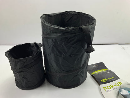 Go Gear Pop-Up Auto Truck SUV Trash Can, 2 Pack, 13'' & 8'' Mini Trash Cans