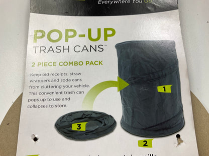 Go Gear Pop-Up Auto Truck SUV Trash Can, 2 Pack, 13'' & 8'' Mini Trash Cans