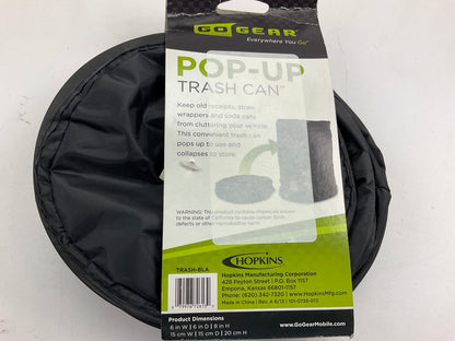 Hopkins TRASH-BLA, Pop-Up Round Trash Can, Collapsible, Black, 8'' Tall, 6'' Diam.
