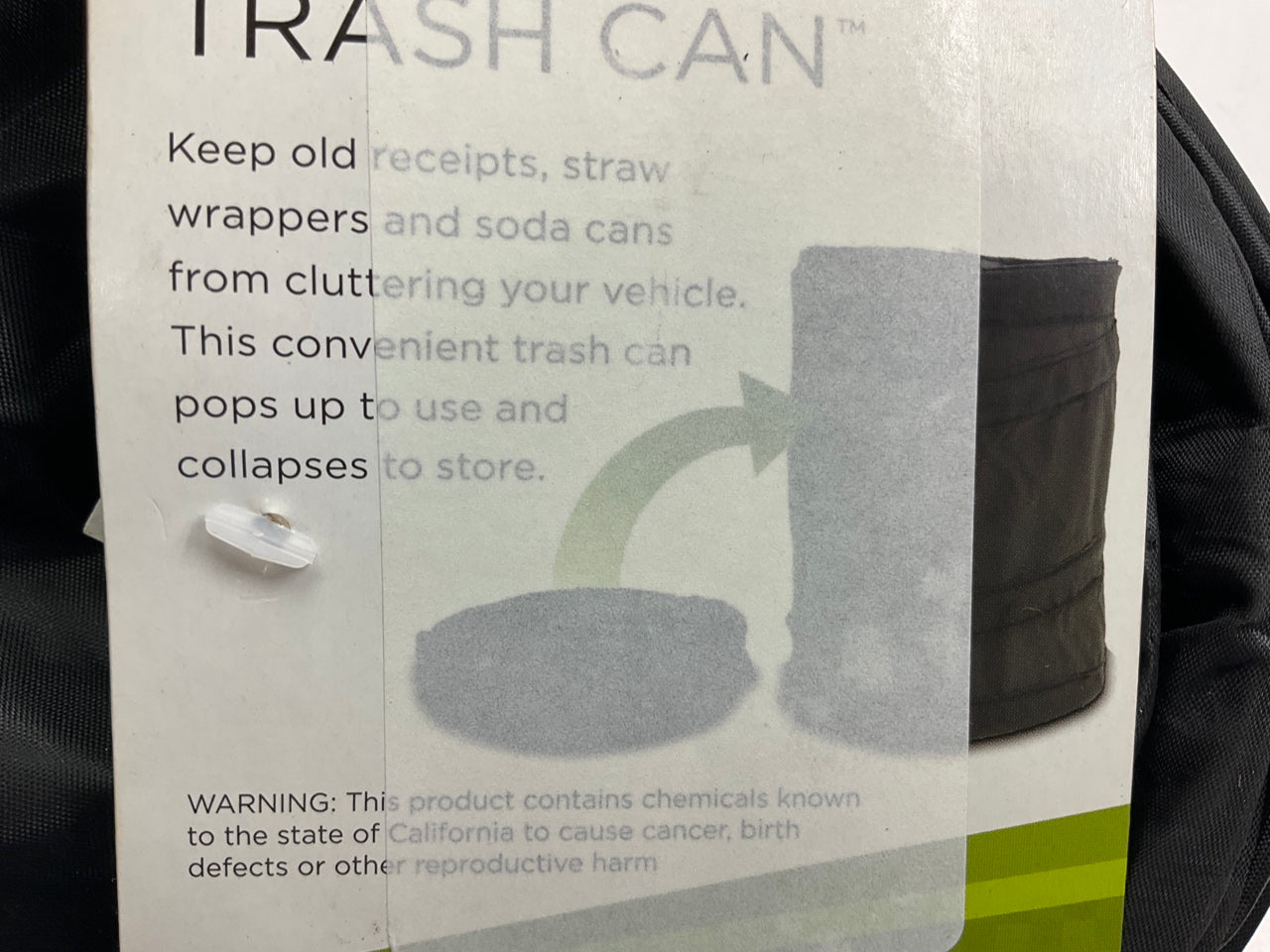 Hopkins TRASH-BLA, Pop-Up Round Trash Can, Collapsible, Black, 8'' Tall, 6'' Diam.