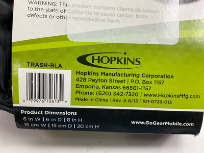 Hopkins TRASH-BLA, Pop-Up Round Trash Can, Collapsible, Black, 8'' Tall, 6'' Diam.