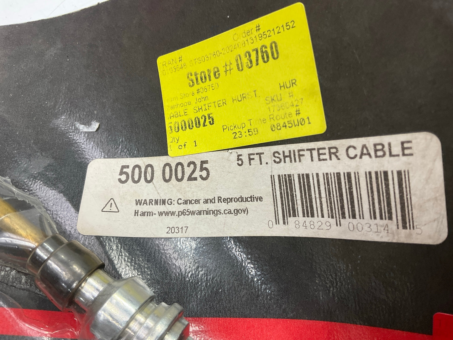 Hurst 5000025 Shifter Cable 5-Foot Length For Hurst Quarter Stick & Pistol Grip