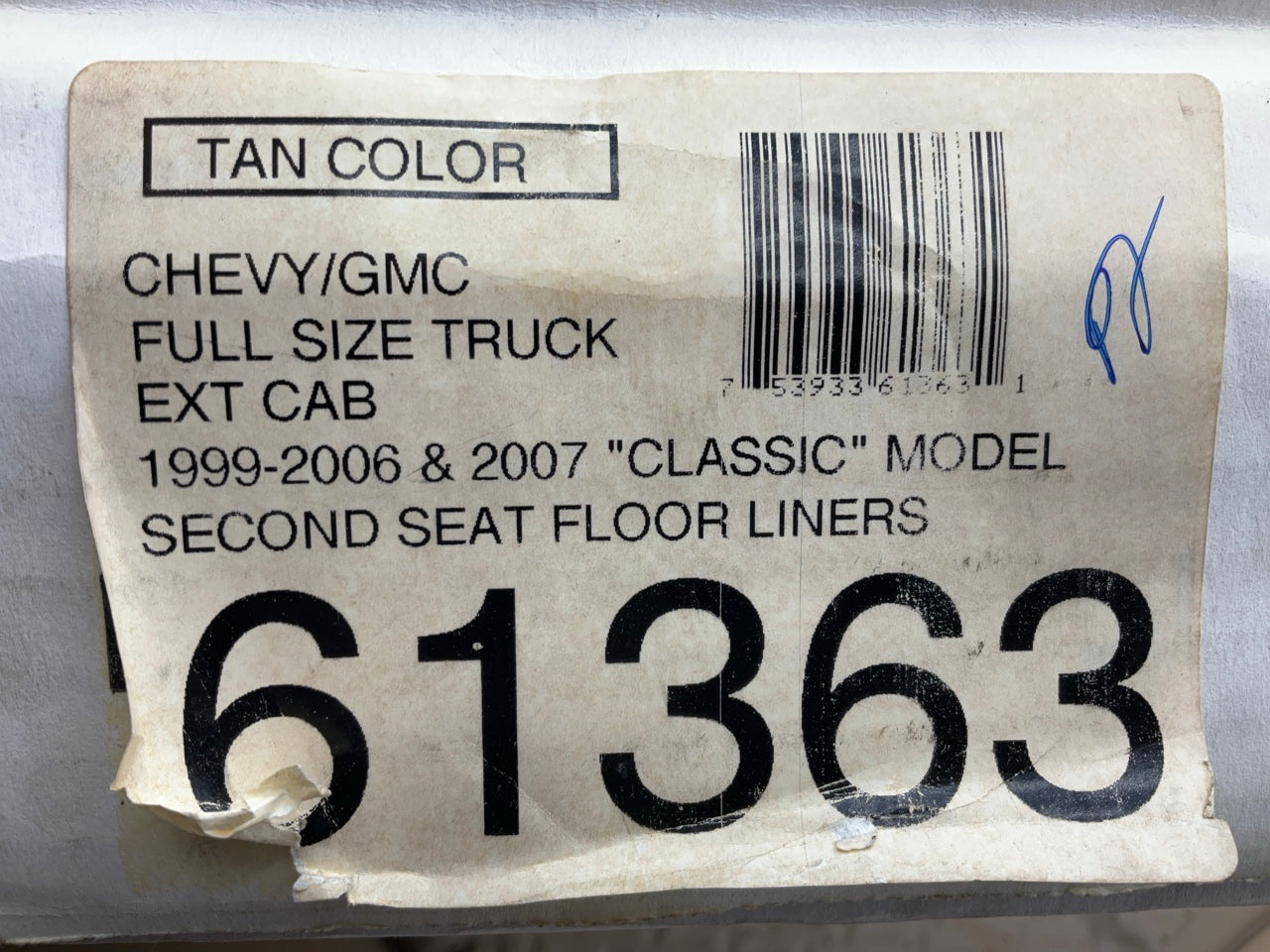 Husky 61363 Rear TAN Rubber Floor Liner Mats 99-07 Silverado Sierra 1500 EXT CAB