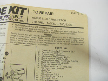 Hygrade 1235 Carburetor Rebuild Kit - Rochester 2-BBL E2ME, E2MC, M2ME, M2MC