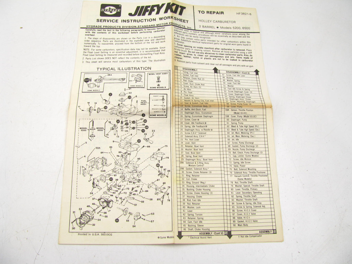 Hygrade 1283 Carburetion - Carburetor Repair Kit