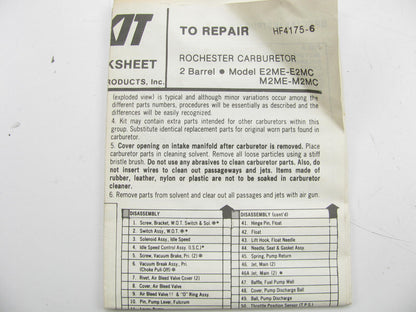 Hygrade 1445 Carburetor Rebuild Kit - Rochester 2-BBL E2ME E2MC M2ME M2MC