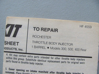 Hygrade 1463 Rochester Throttle Body TBI Gasket / Seal Repair Service Kit