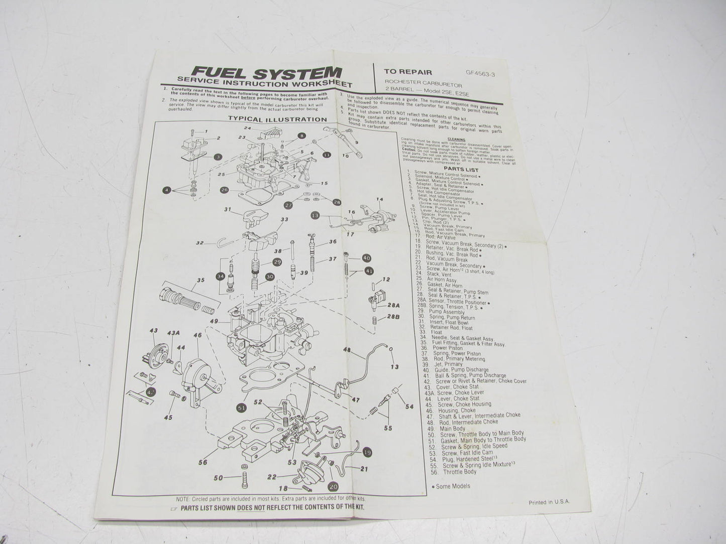 Hygrade 1495 Carburetor Rebuild Kit - Rochester 2-BBL 2SE E2SE