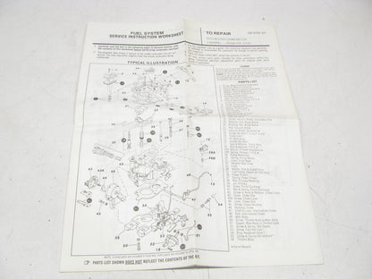 Hygrade 1525A Carburetor Rebuild Kit Rochester 2-BBL 2SE E2SE R-2