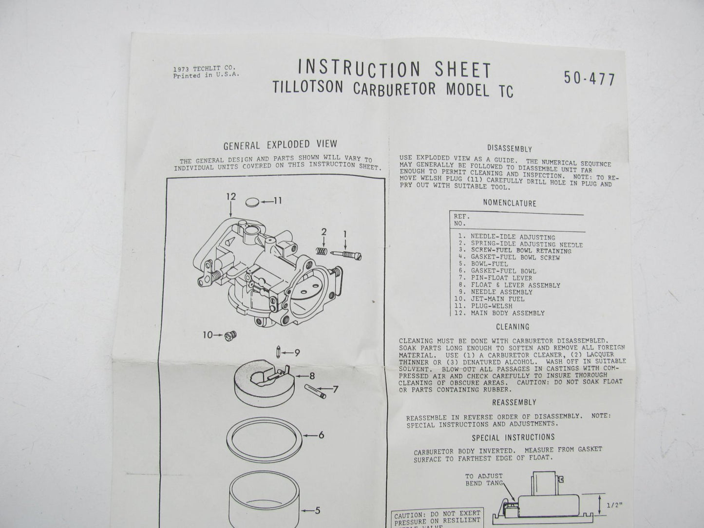 Hygrade 1658 Carburetor Rebuild Kit for Tillotson Carburetor Model TC, 16001A