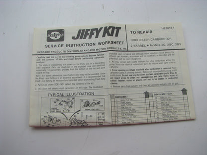 Hygrade 641 Carburetor Rebuild Kit for 1973-1974 Pontiac Rochester 2G 2GC 2GV