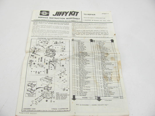 Hygrade 642 Carburetor Rebuild Kit 1973-1974 Pontiac Rochester 2-BBL 2G 2GC 2GV